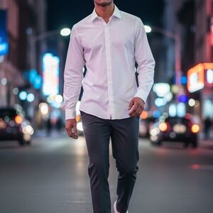 Zara Mens White Button Down Dress Shirt Size Large